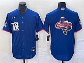 Mens Texas Rangers Royal 2023 World Series Champions Big Logo Cool Base Stitched Baseball Jersey,baseball caps,new era cap wholesale,wholesale hats